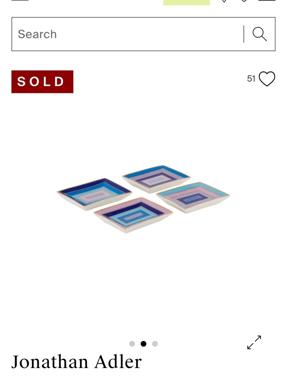 Jonathan Adler Blue and Pink Geometric Enamel Jewelry Trays (Set of 4)